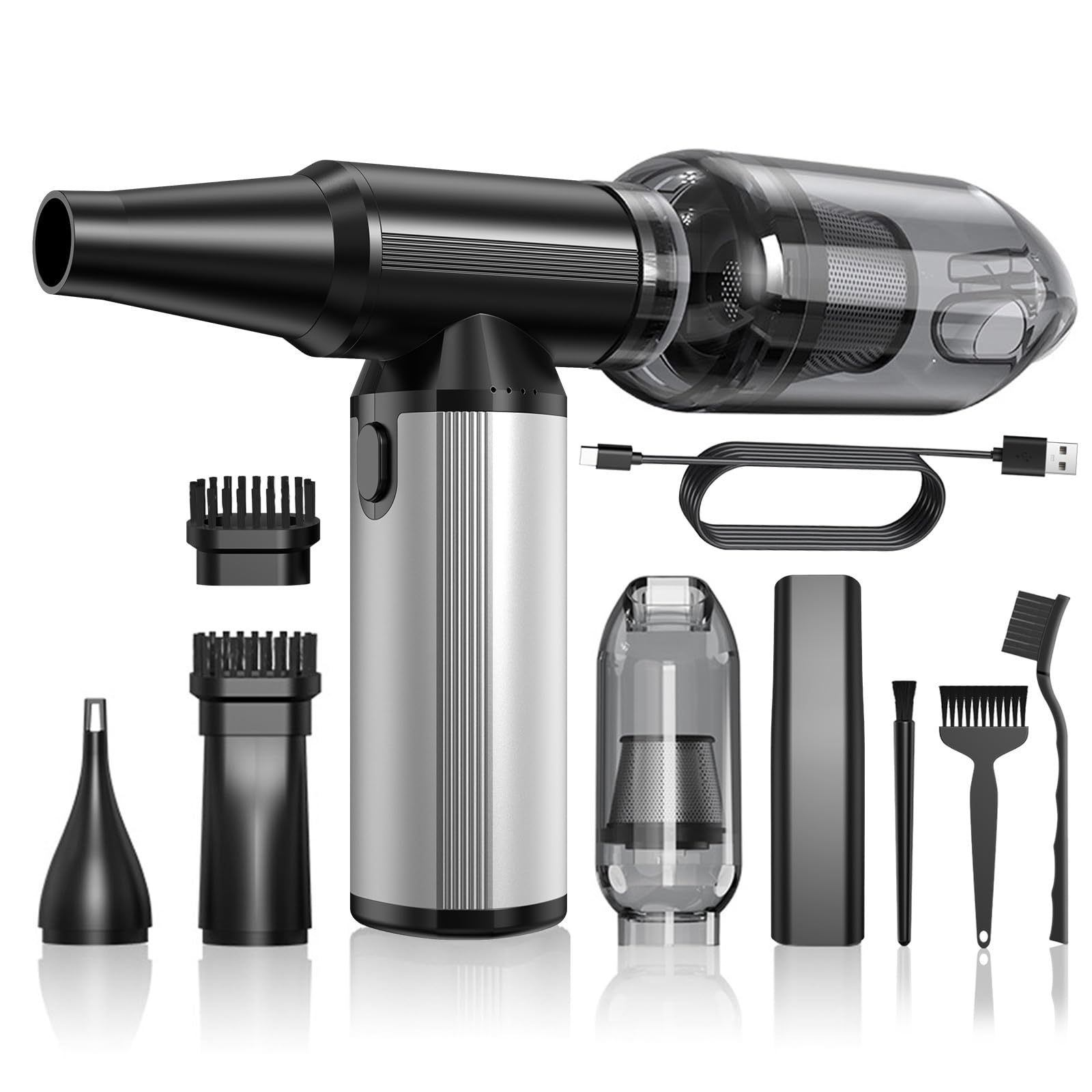 BOBYE Electric Compressed Air Duster & Keyboard Cleaner, 2-in-1 Blower & Vacuum with 180W Brushless Motor, 6000mAh Battery, 3-Gear Adjustable for Computers, Cars, Furniture, and Outdoor Cleaning