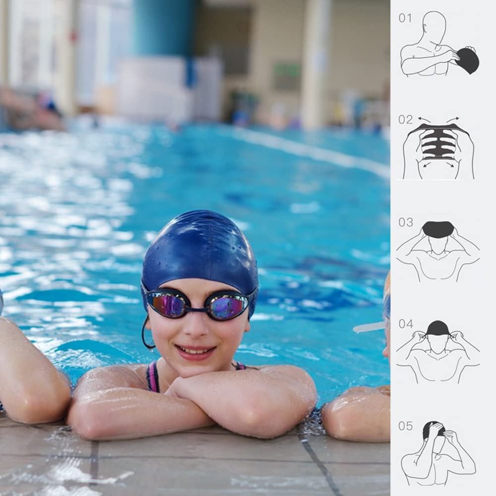 2 Cuffie Da Nuoto Per Bambini In Silicone, Impermeabili Con Protezione UV, Motivi Gatto E Fragola, Antiscivolo Per Piscina E Mare, 3-16 Anni
