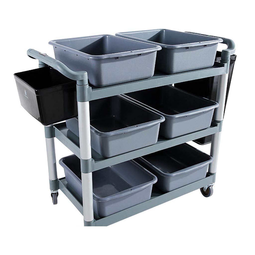 Carrito rodante - Carro de plástico grueso para hotel, carro de recogida, carro de recogida, carro de recogida de platos, carro de servicio de tres niveles, estante para cochecitos, carro de alma