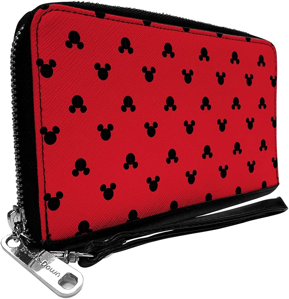 Buckle-Down Cartera de poliuretano con cremallera para mujer, rectangular, Mickey Mouse, 7.5 x 4.5 pulgadas, Mickey Mouse, 7.5"x4.5", Buckle-down