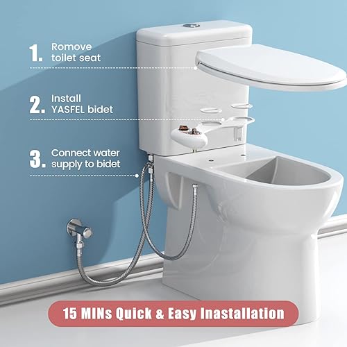 Miniatura 6 de YASFEL Accesorio de bidé para inodoro  Accesorio de asiento de inodoro bidé autolimpiante con controles de presión, accesorio de bidé frío no
