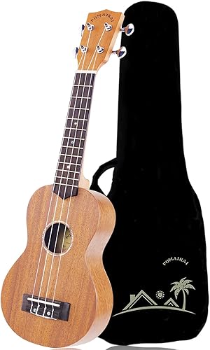 POMAIKAI Ukelele soprano para principiantes ukelele de caoba de 21 pulgadas ukeleles pequeños de guitarra hawaiana para niños principiantes y Concha