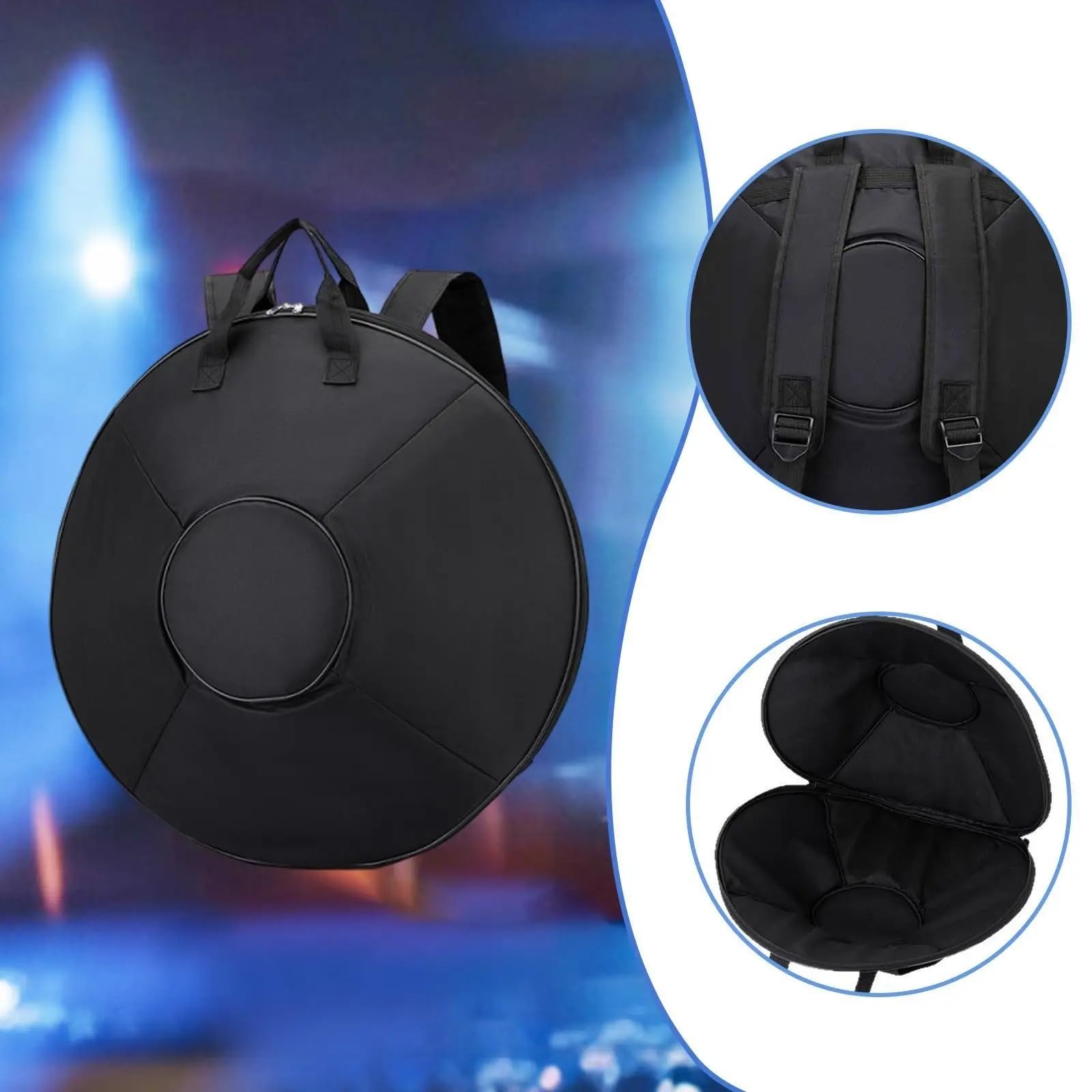 Bolsa Platillos Bolsa de tambor for instrumento percusión, mochila almacenamiento tela Oxford impermeable con cremallera suave