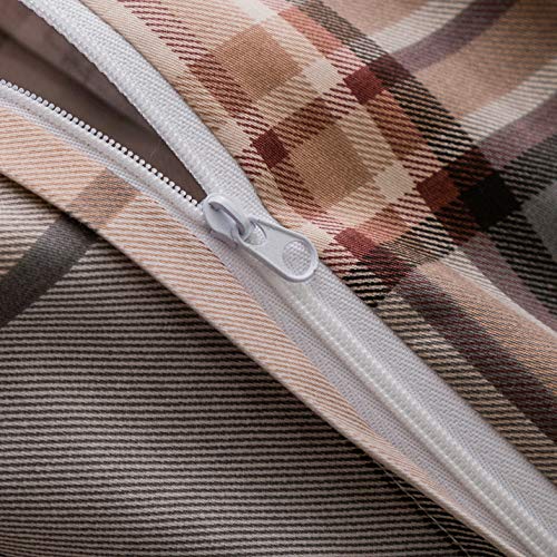 Susybao SZJRQC2019050826 Plaid Duvet Cover Queen 100% Cotton Khaki Gingham Duvet Cover Set 3 Pieces 1 Tartan Striped Duvet Cover thumb #4