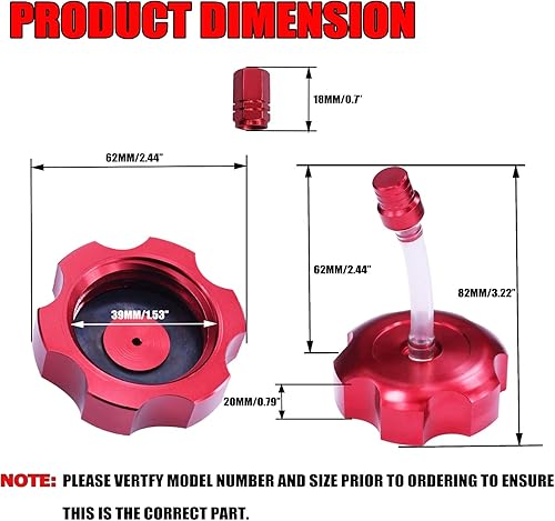Miniatura 3 de Tapa de tanque de combustible de aluminio CNC con válvula de ventilación para 50cc 70cc 90cc 110cc Coolster Raptor 80 Peace Moto 125cc 140cc 150cc