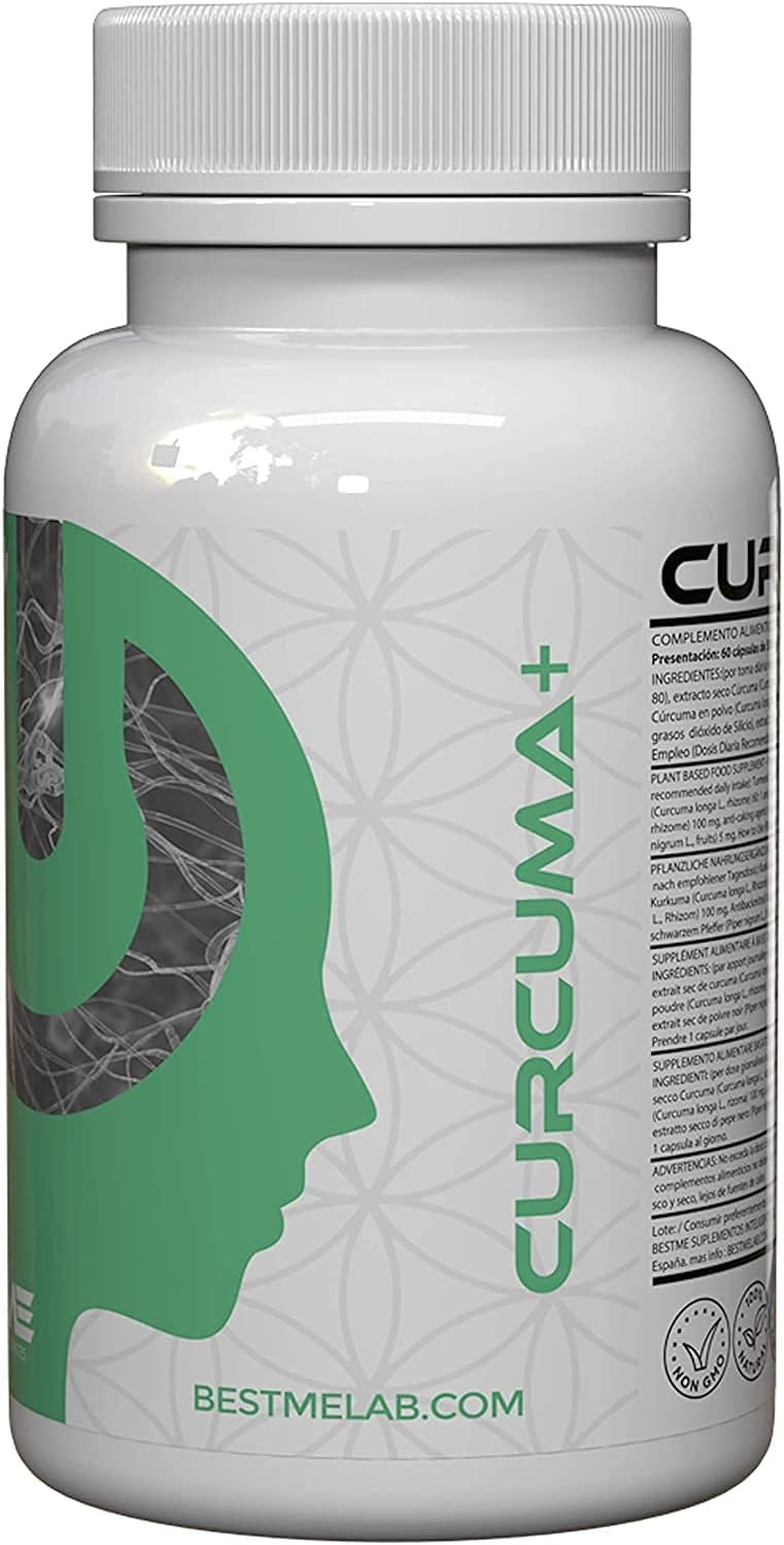 BESTME - Cúrcuma Curcumina con Pimienta Negra y Piperina X8 Absorción Cursol (Alta Potencia) Apoyo Antioxidante y Digestivo, 60 Cápsulas Naturales y sin Aditivos