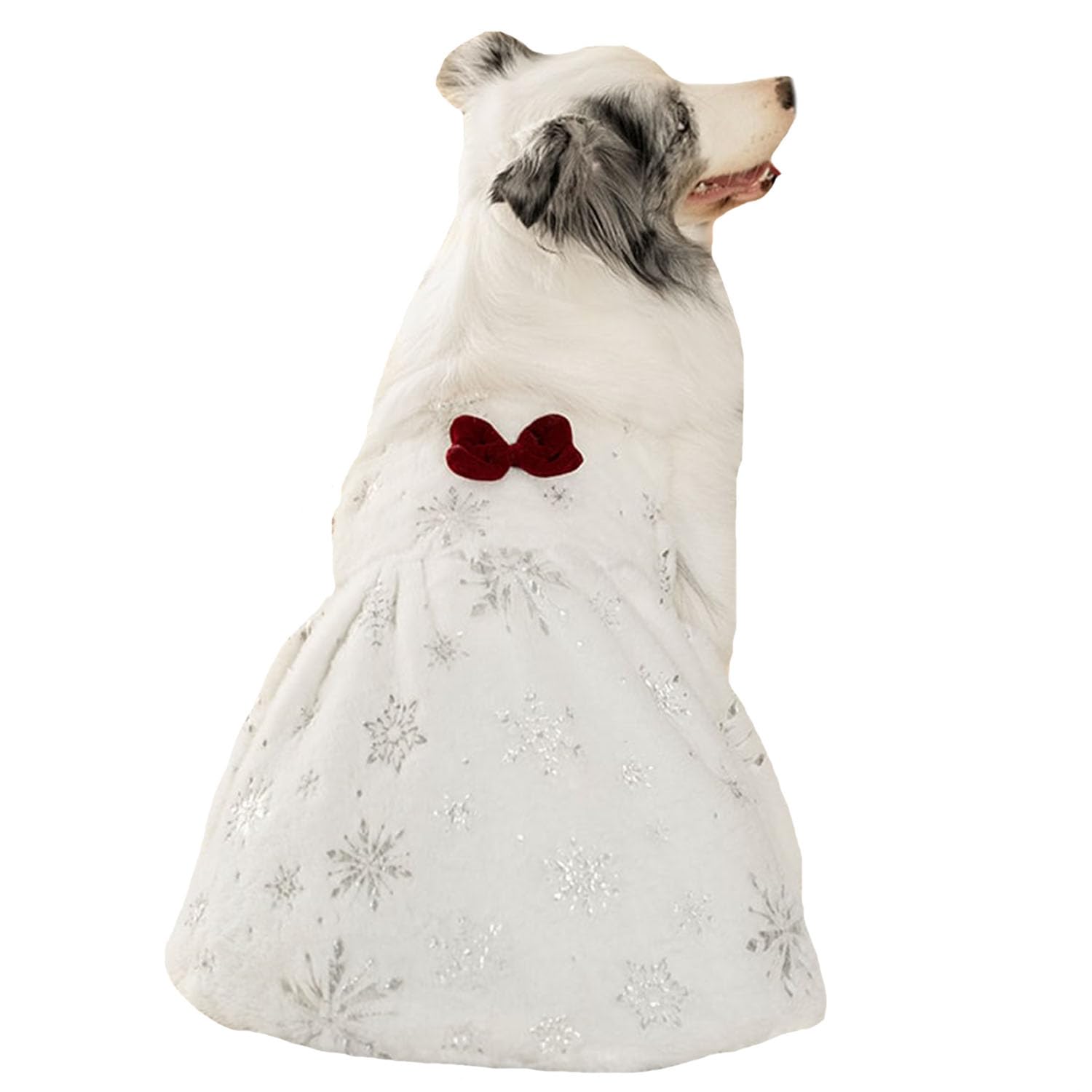 FLAdorepet White Dog Dress - Extra Large, Winter Warm Christmas Wedding Dress Costume Vest Outfit for Large Dog Girl - Snowflake, 4XL