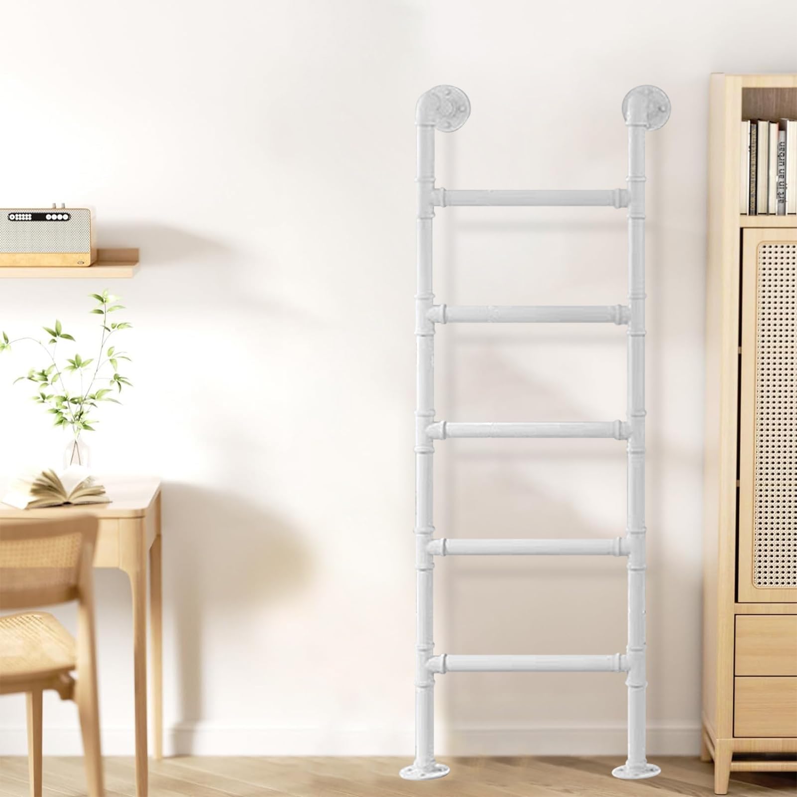 Wall Mounted Ladder, Wall Mounted Wrought Iron Non Slip Bunk Bed Ladder Home Loft Dorm RV, Multiple Sizes(195cm/77in)