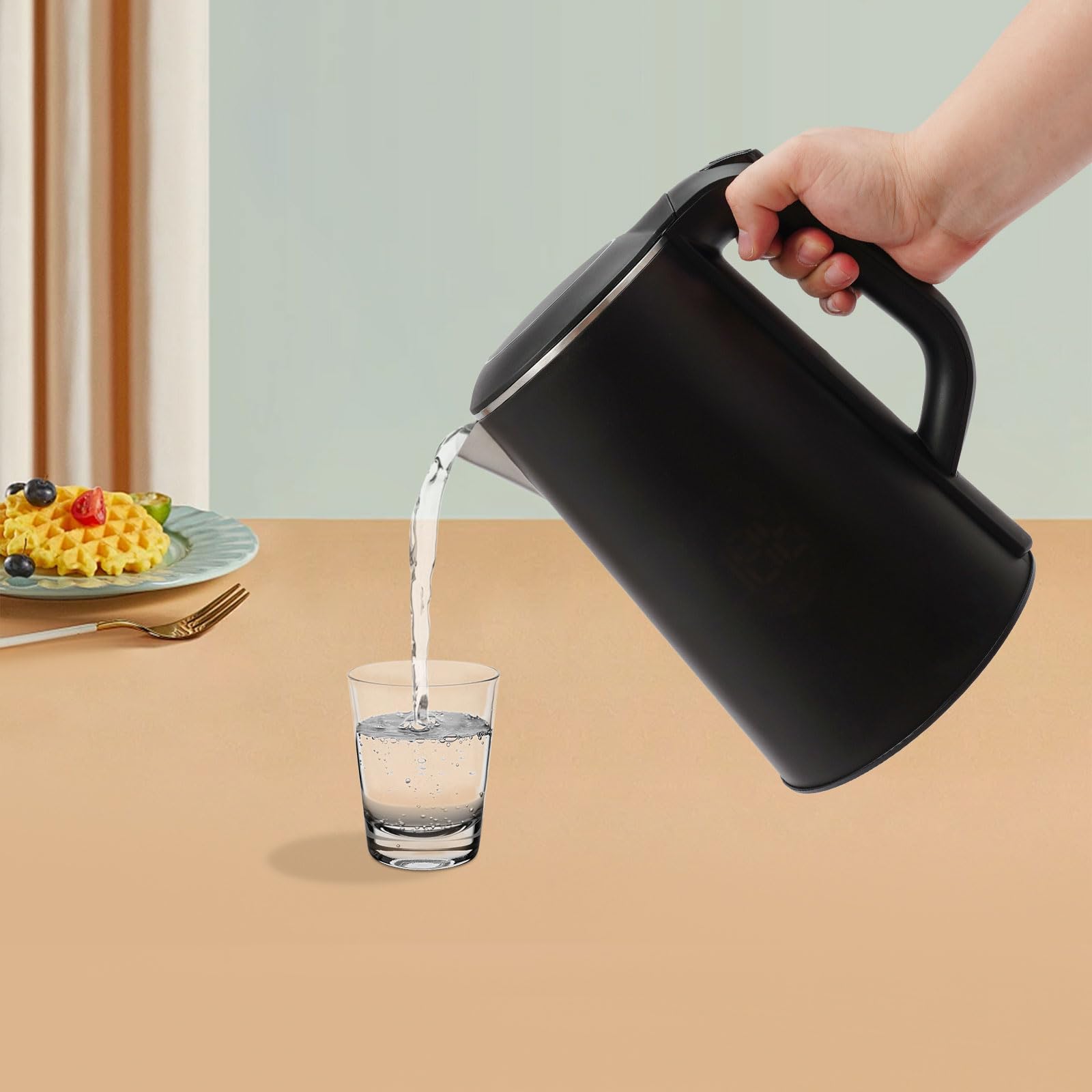 Czajnik elektryczny ze stali nierdzewnej, 1,6 l, regulacja temperatury 45-100°C, z funkcją utrzymania ciepła LED, wyświetlacz Cool Touch, szybkie nagrzewanie, 1500 W, czajnik elektryczny