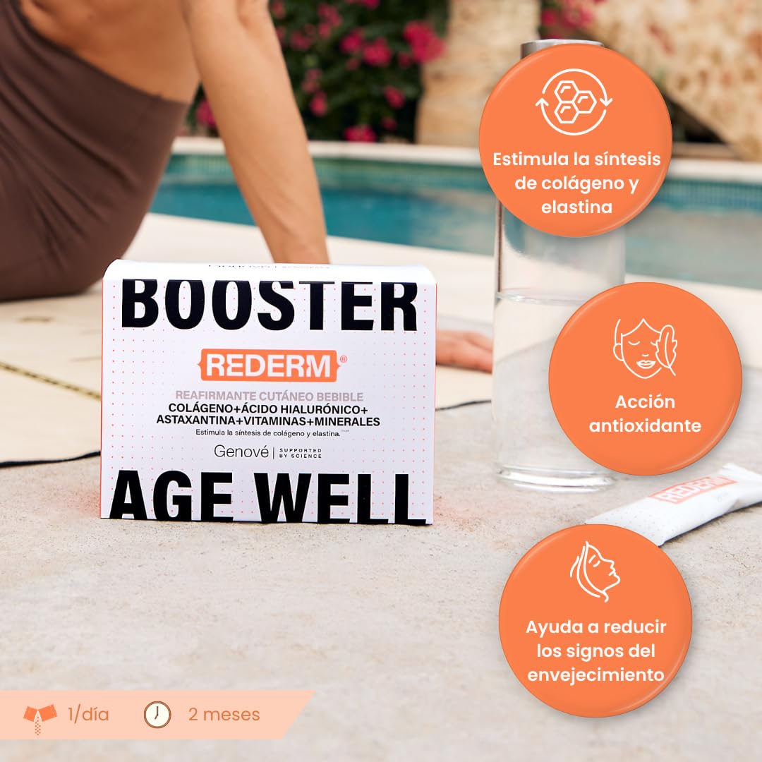 Fluidbase Rederm | Colágeno Bebible | Antiaging | Combate el Envejecimiento Cutaneo | Estimula la Síntesis de colágeno y elastina | 20 sobres