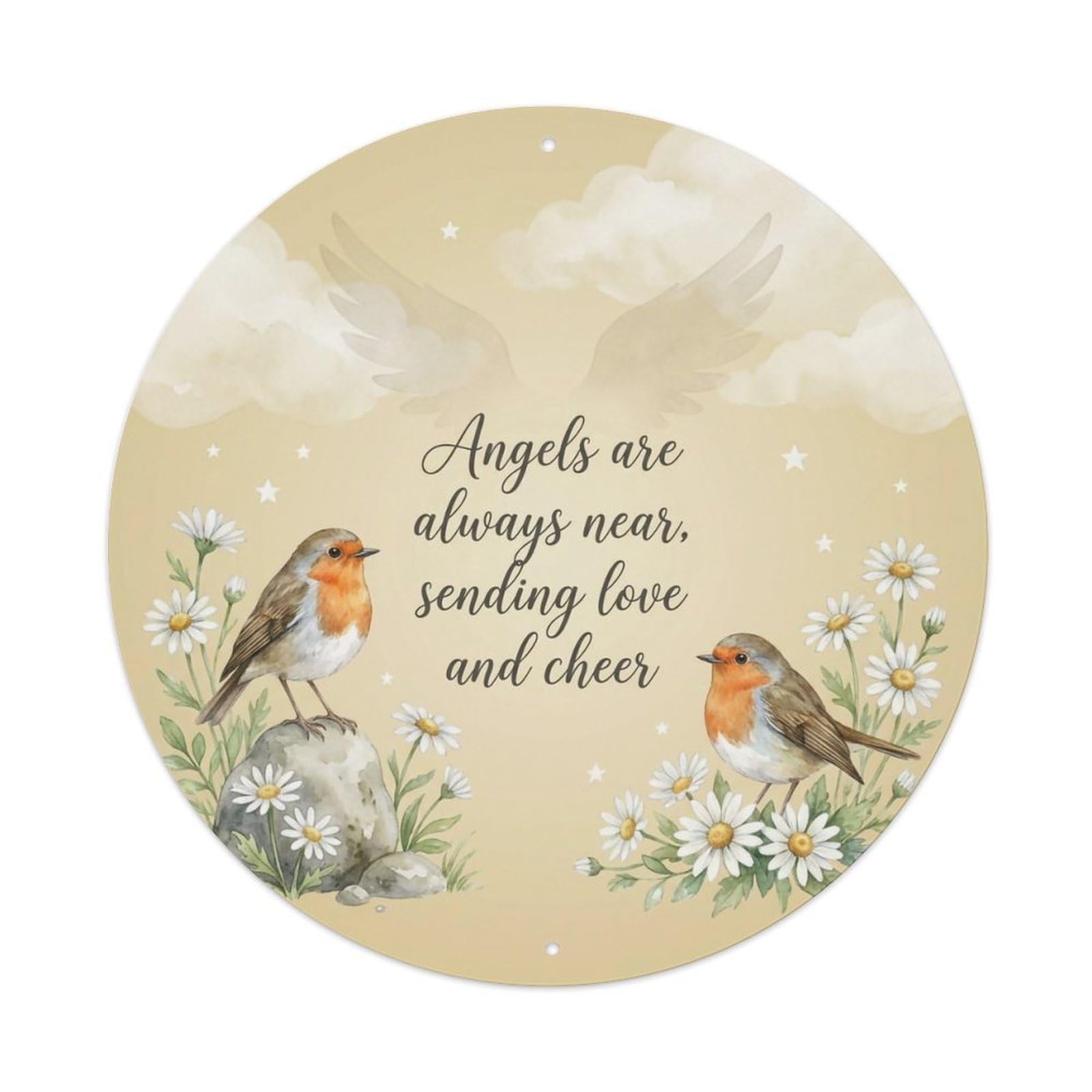 Metal Tin Sign European Robin Garden Sign Angel