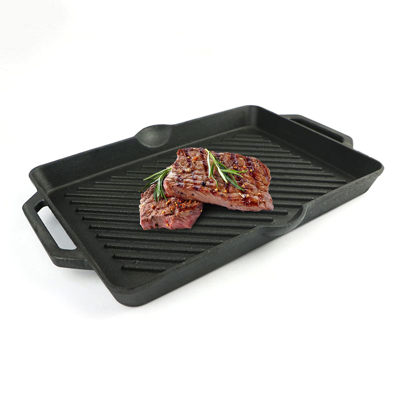 Poêle à griller de 13" en fonte antiadhésive pour cuisinière et grill extérieur