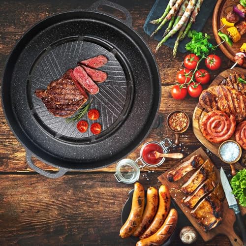 Korean Style Grill Pan - Grill Pan with maiffans Coated surfface | Smokeless Griddle Pans | Non Stick Smokeless Barbecue stovetopps | Barbecue Plate for Indoor Outdoor Grilling Kitchen Camping - Image 4