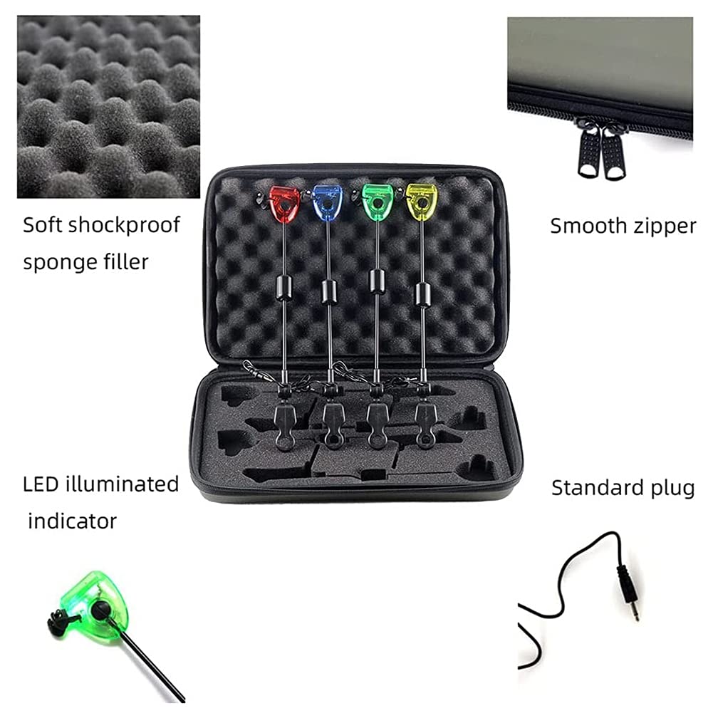 4Pcs Angeln Swinger Set Angeln Bissanzeiger LED Beleuchtete Swinger Karpfenangeln ZubehöR