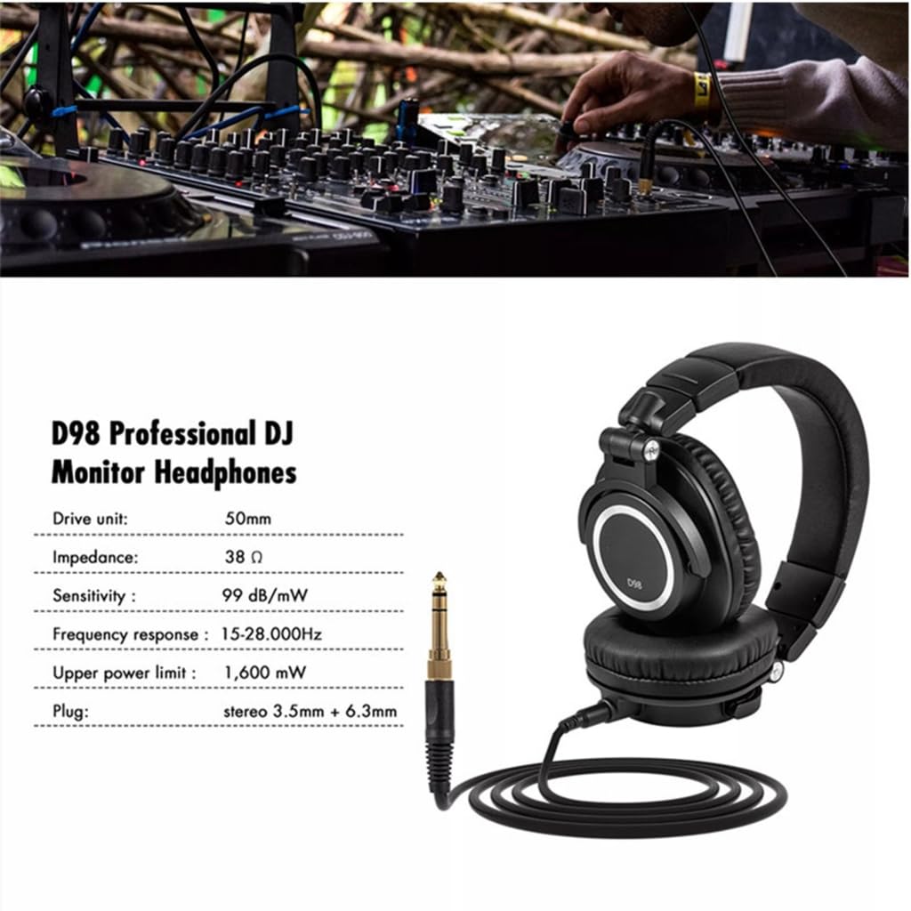 l Cuffie DJ Over Ear Monitor Auricolari pieghevoli Cuffie bassi per la registrazione