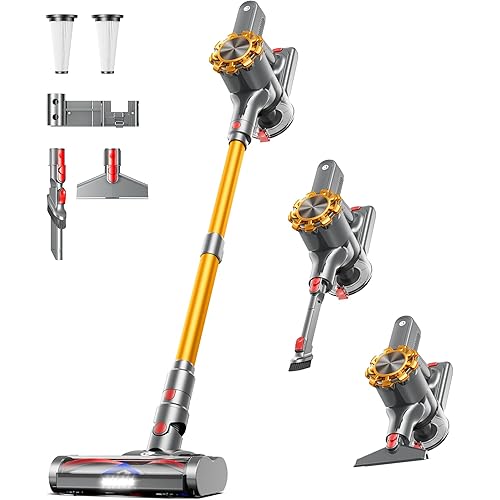 Cordless Vacuum Cleaner, 500W/45Kpa Vacuum Cleaners for Home with LED Display, 8 in 1 Lightweight Stick Vacuum with 60Min Runtime, Anti-tangle, Wall Mount Charging for HardFloor/Carpet/Pet Hair
