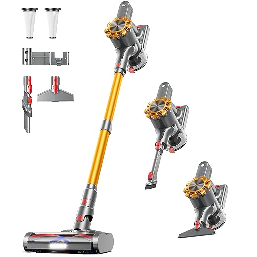 Cordless Vacuum Cleaner, 500W/45Kpa Vacuum Cleaners for Home with LED Display, 8 in 1 Lightweight Stick Vacuum with 60Min Runtime, Anti-tangle, Wall Mount Charging for HardFloor/Carpet/Pet Hair