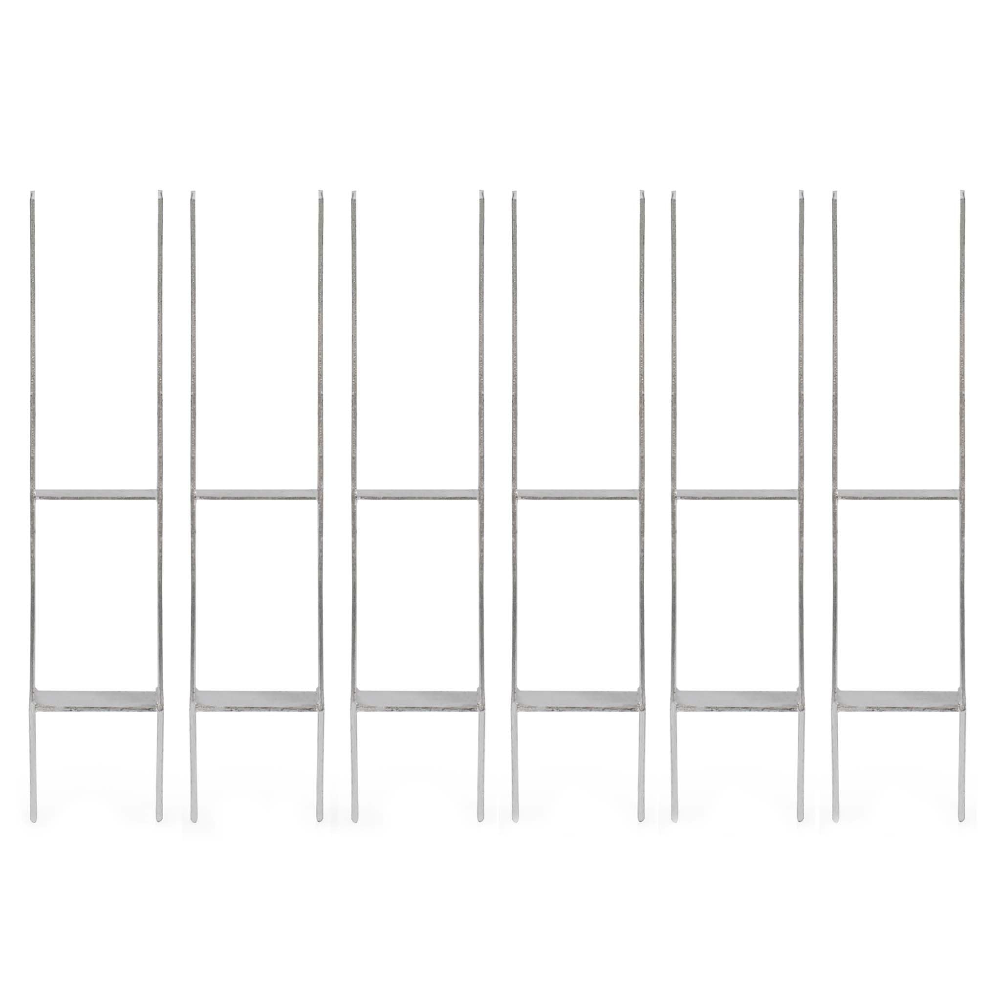 XPOtool Supporto per pali zincato a caldo 91 x 600 mm 6 pezzi, staffa portapalo a H in acciaio al carbonio, fissaggio pali con fori M10 x 140, porta palo con 6 rinforzi