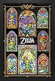 Pyramid America - Zelda Poster - Zelda Stained Glass Collage - 11 x 17 Inch Framed Poster Video Games, Ideal for Home Decor, Room Decor & Living Room Decor Posters & Prints, Art Games