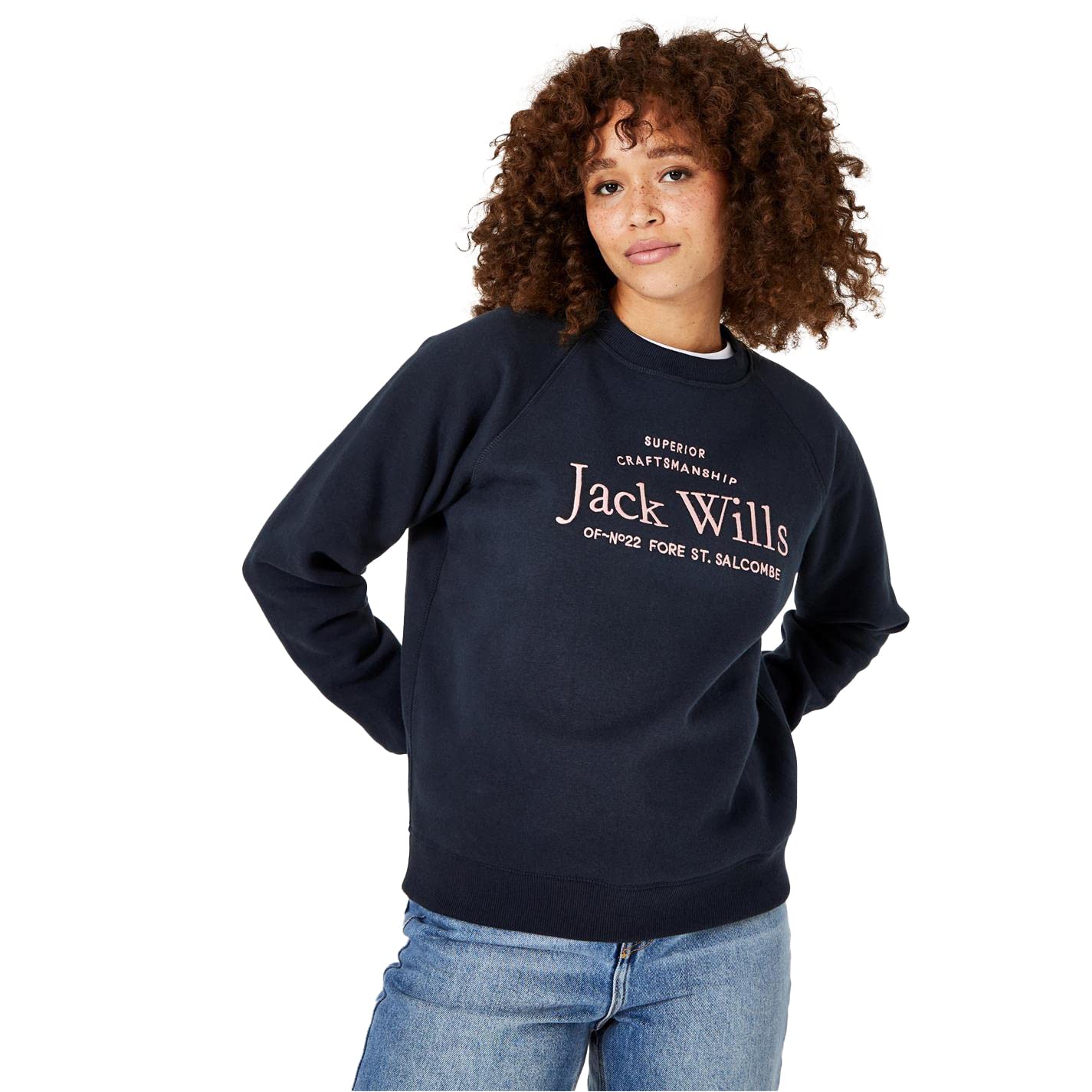 Jack Wills Women Hunston Graphic Crew Neck Sweatshirt Navy 8 (XS)