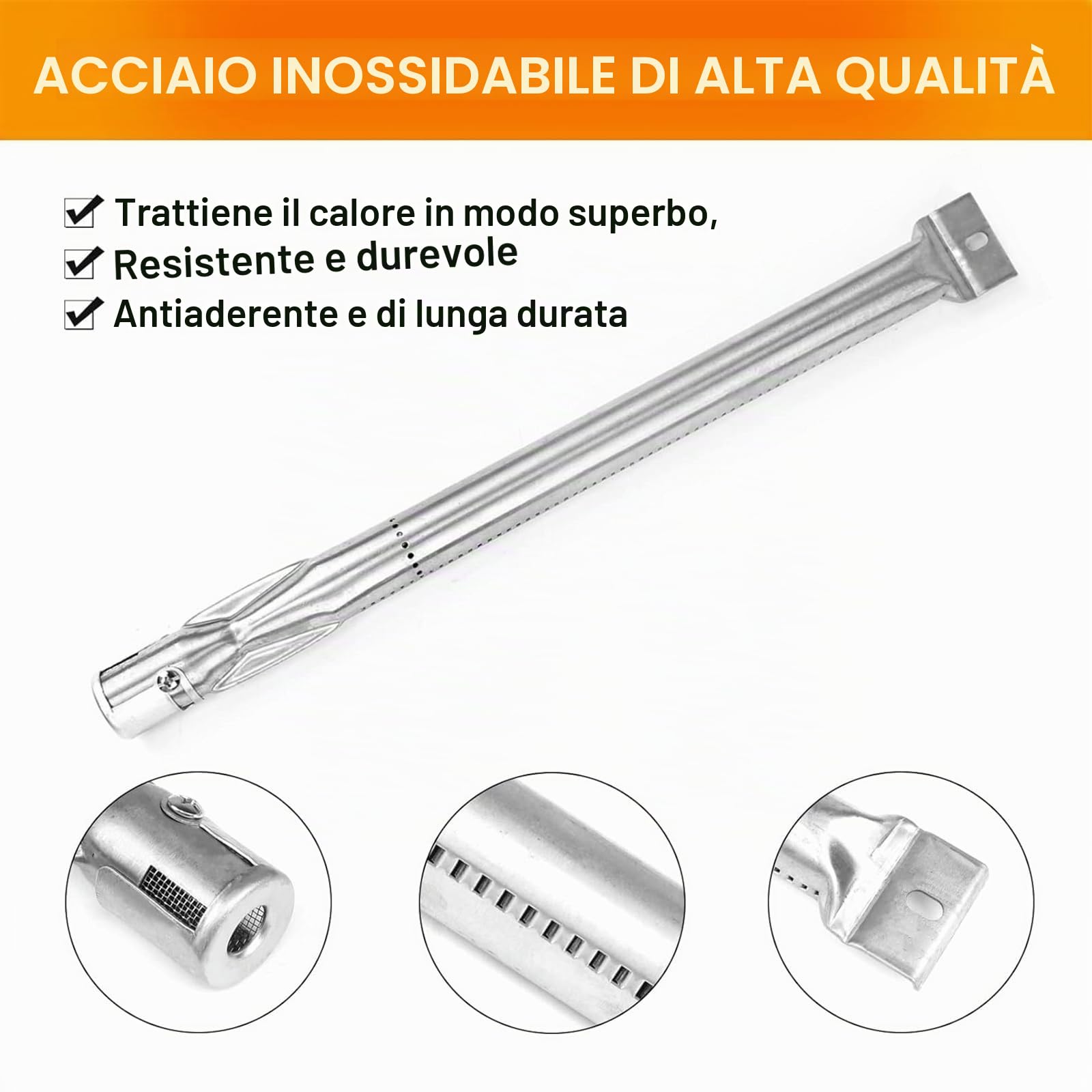 GFTIME Bar.B.Q.S Bruciatore di ricambio in acciaio inox 11631 (confezione da 4) per Grill Chef, Kenmore Sears, K Mart, Lowes Model Grills.