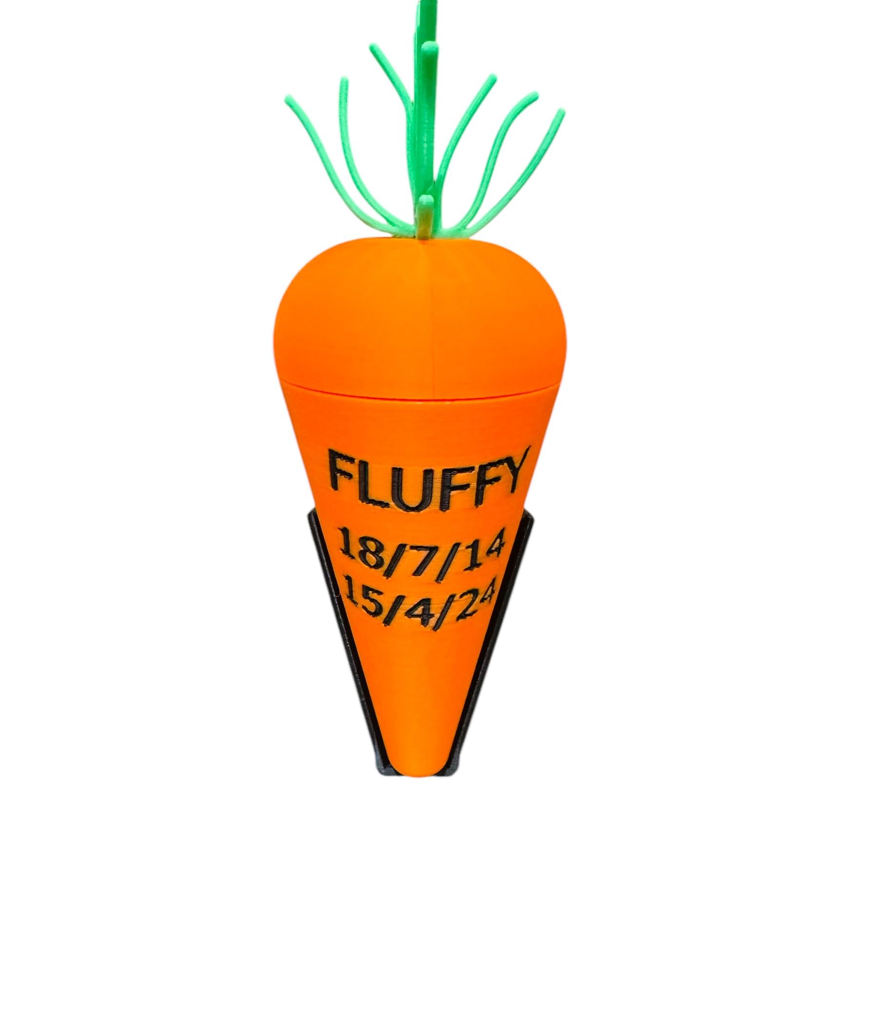 Personalised Carrot-Shaped Rabbit Urn – Custom Pet Memorial Jar for Ashes or Fur Keepsake