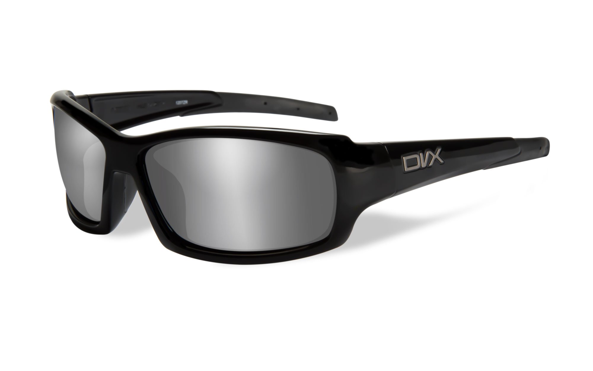 DVXby Wiley X -OCULUS- SUN & SAFETY GLASSES- SILVER FLASH LENSES/GLOSS BLACK FRAME
