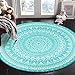 LEEVAN Round Rug 3ft Modern Flannel Microfiber Non-Slip Washable Circular Small Area Rug Study Soft RuggableYoga Carpet Living Room Bedroom Floor Mat,Teal Mandala