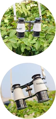 Miniatura 2 de Sugra Art Prismáticos de latón antiguo capitanes de 4 pulgadas, binocular náutico de cuero blanco para niños y adultos prismáticos vintage y marinos