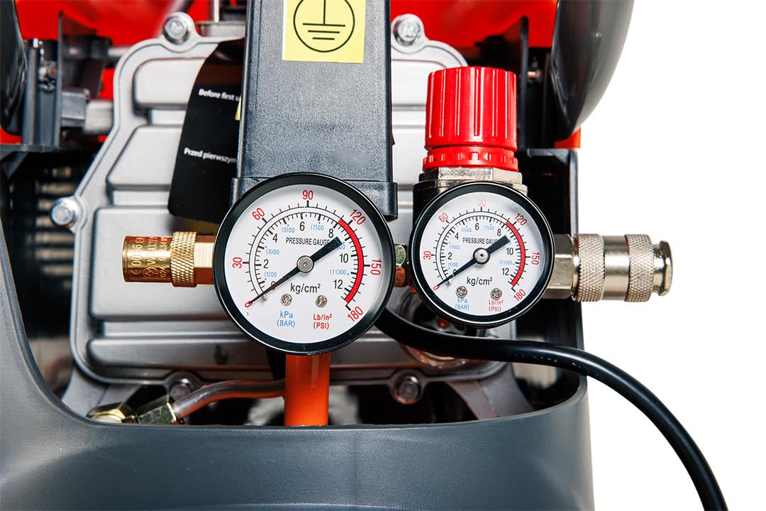 NEO TOOLS Compressore d'aria da 24 litri, pressione massima 8 bar, 900 W, 135 l/min, compressore olio, compressore olio con valvola di scarico, compressore su ruote 570 x 306 x 670 mm