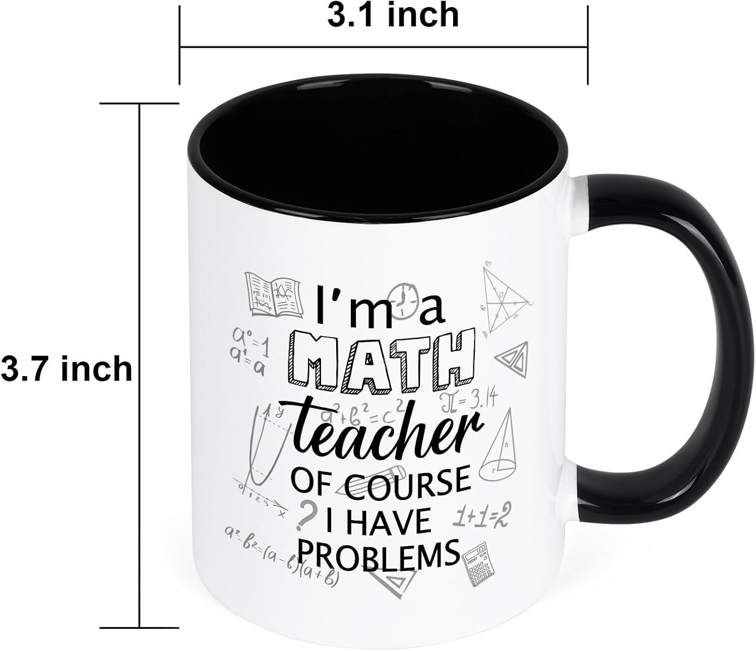 YHRJWN Math Teacher Gift Coffee Mug, I'm a Math Teacher of Course I Have Problems, Funny Appreciation Gift for Birthday Christmas, 11 Oz, White Ceramic - Image 7