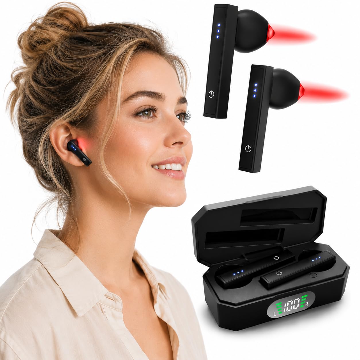 Maxie Red Light & Blue Light Therapy Earbuds, 7-Mode Ear Light Therapy Device for Daily Ear Care, Portable Light-Weight Soothing Device, Hands-Free Design, Rechargeable Light Therapy with Case-image-25