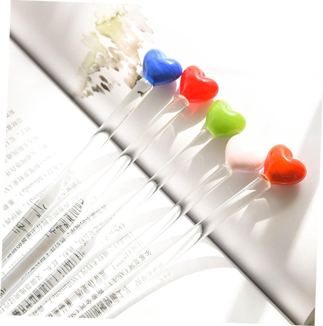 4pcs Reusable Glass Stirrers Heart Shape for Cocktails Bar Cart Accessories Drink Mixers
