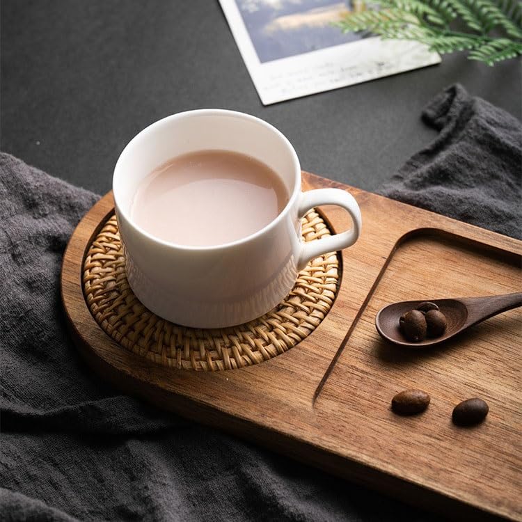 Bandeja de servir de madera maciza retro, diseño chino de extremo norte, ideal para tazas de agua, aperitivos, postres y desayuno, bandeja de almacenamiento decorativa para el hogar y la cocina