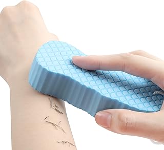 2Pcs Ultra Soft Exfoliating Bath Sponge, Super Soft Bath Body Shower Sponge,Reusable 3D Sponge Bath Sponge,Painless Dead Skin Sponge Remover,Daily Used for Adults and Children (Blue+Pink)