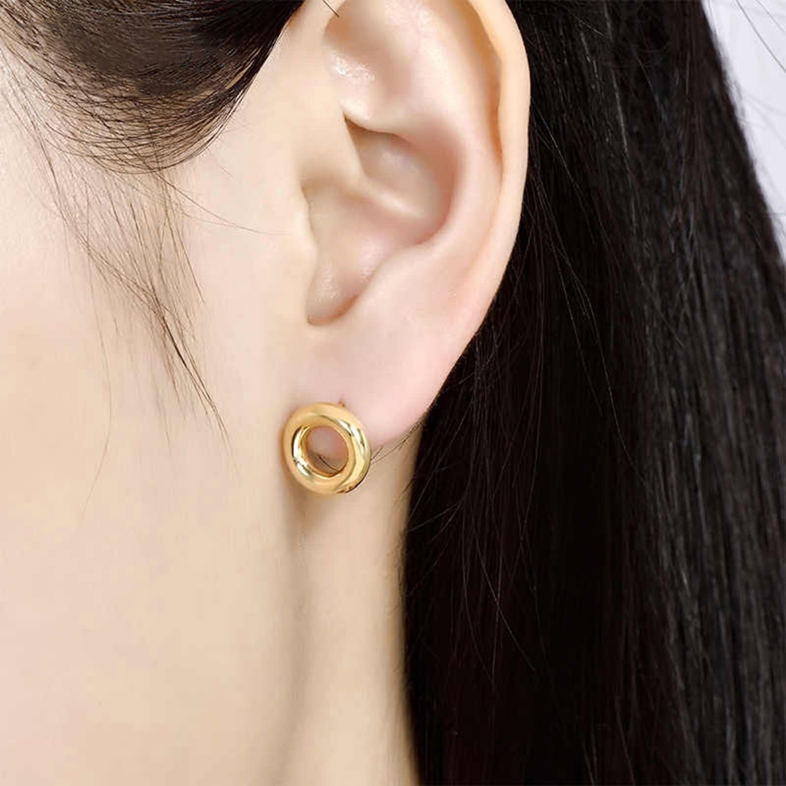 Ohrringe Hochzeit Gelbgold 375/585 / 750 für Damen, Rund, Frauen Ohrringe Gold Stecker