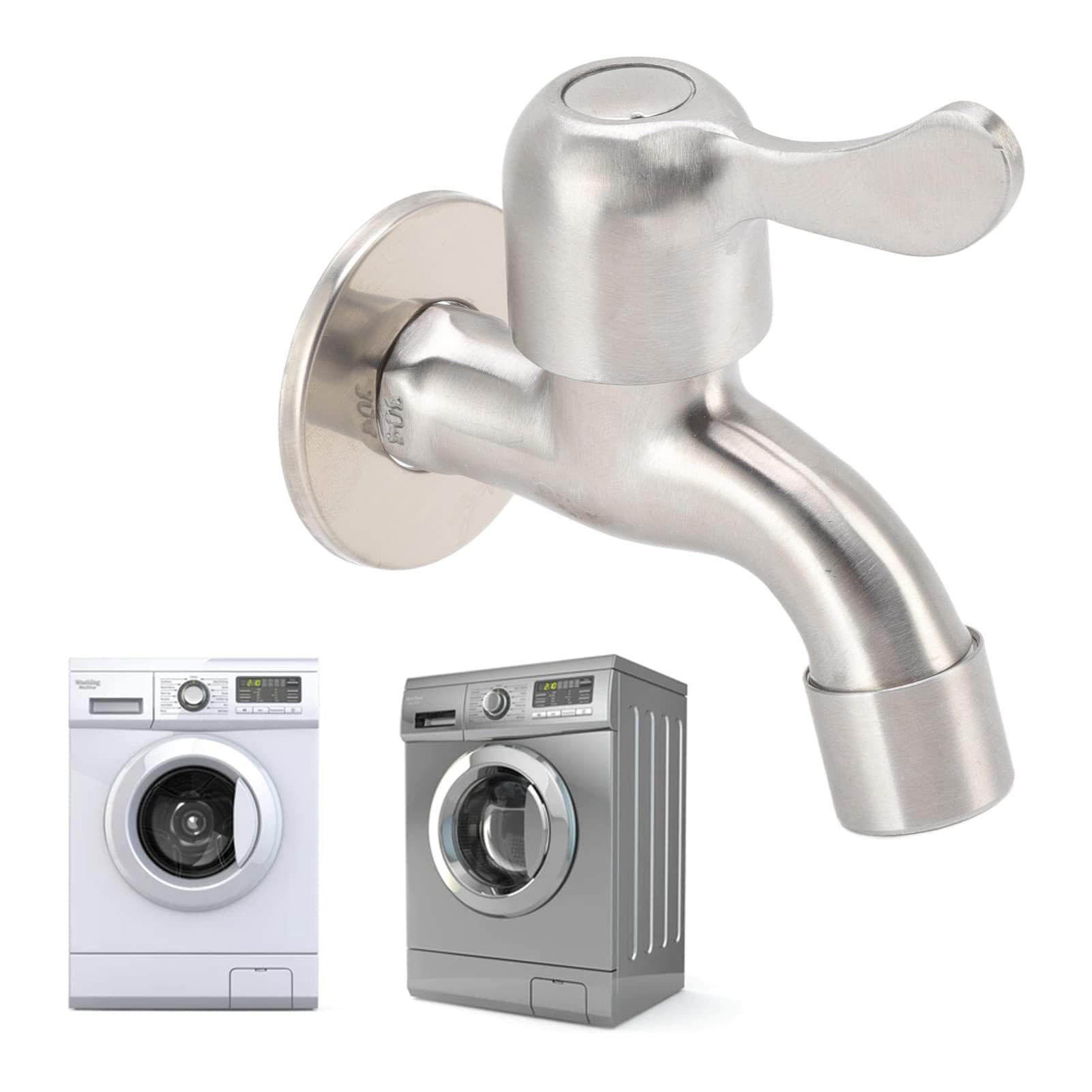 Wall Mounted Single Cold Water Tap G1 2in Stainless Steel Washing Machine Sink Basin Water Faucet Outdoor Garden — view 7