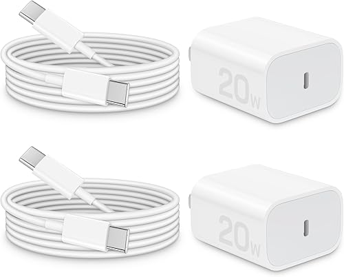 Cargador para iPhone 15 de carga rápida certificado MFi Paquete de 2 bloques de carga de pared USB C de 20 W con cable tipo C a tipo C de 6 pies disponible en Yaxa Venezuela