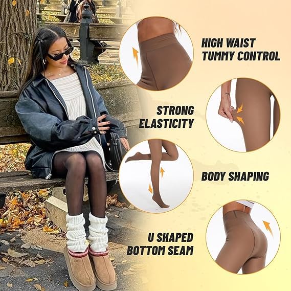 TNNZEET Fleece Lined Tights Women — Pantyhose Colorful Opaque Black Sheer Thermal Winter Warm Leggings Under Dress