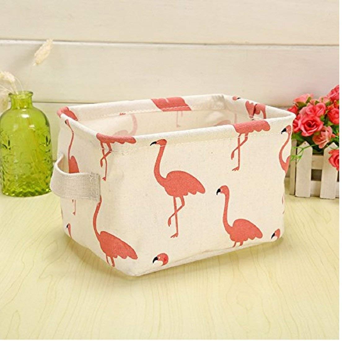 Cubern Cute Print Cotton Linen Desktop Storage Organizer Sundries Storage Box Cabinet Underwear Storage Basket
