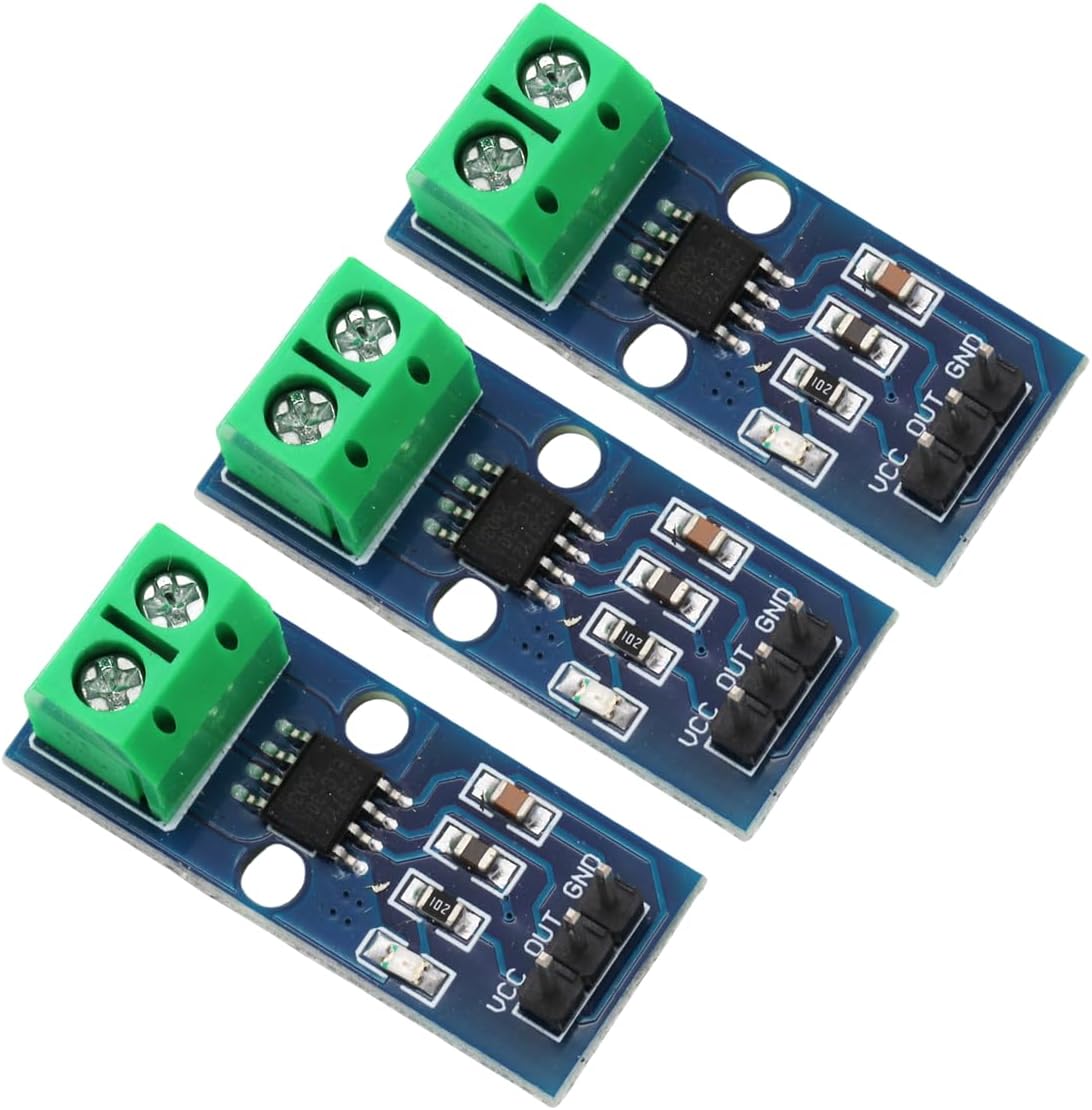 ACS712 30A Range Power Sensor Module Chip ACS712ELC-30A Current Sensor Module Hall Sensor Measurement Module with Power Indicator for Arduino (Pack of 3PCS)