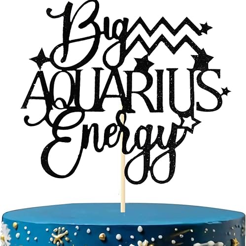 Big Aquarius Energy Cake Topper, Feliz Cumpleaños Acuario en Enero Febrero, Temporada de Acuario, 12 Constelaciones del Zodiaco Tema Decoración de