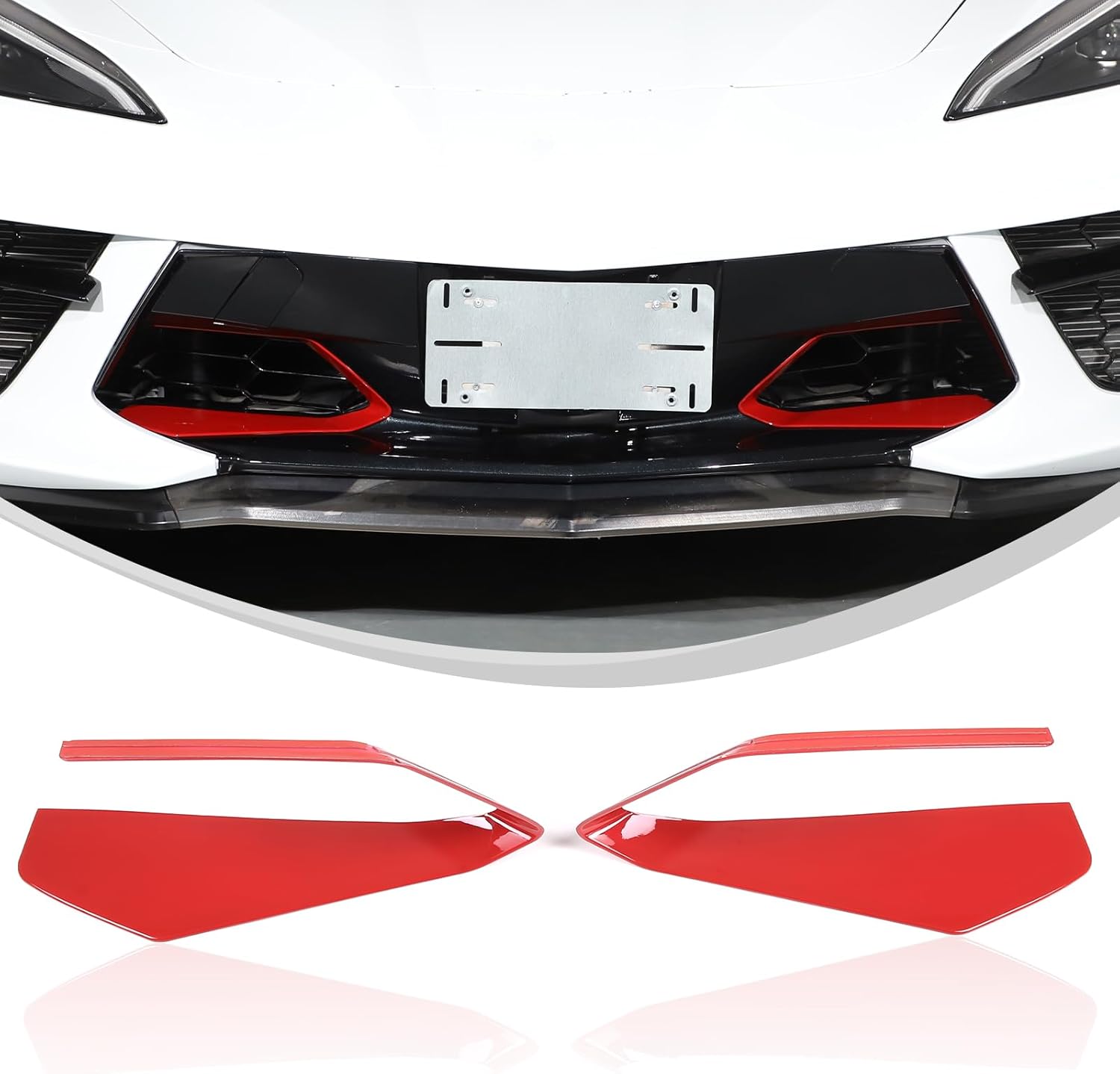for Corvette C8 Front Center Intake Grill Trim Frame Accessories,ABS Front Bumper Guard Grid Lower Air Inlet Vent Grille Frame Decorative for Corvette C8 Stingray 2020-2024 2025 (Red)