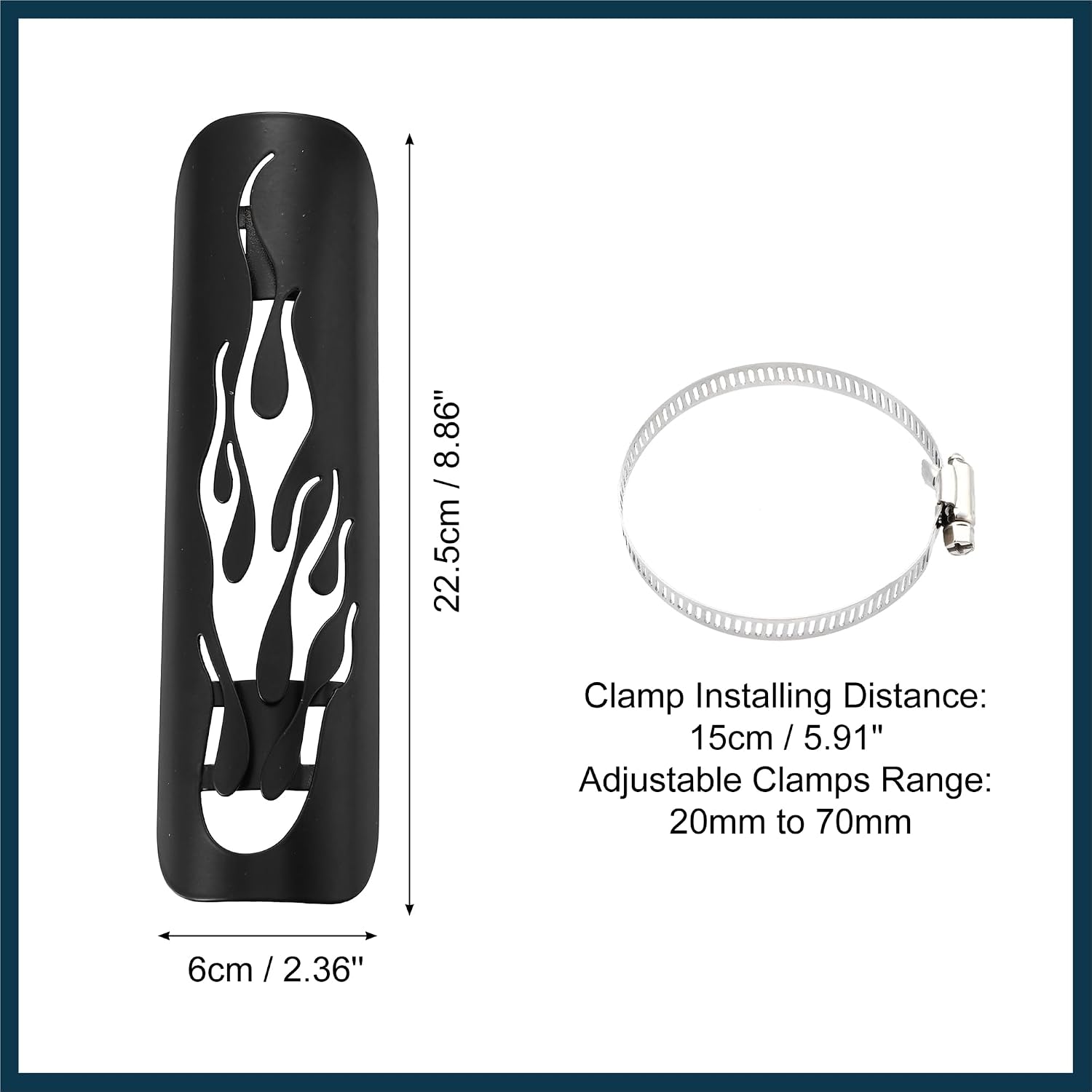 1Set Universal Motorcycle Exhaust Heat Shield Pipe Shield Exhaust Guard Muffler Protector for Harley Flame Black Automotive Parts