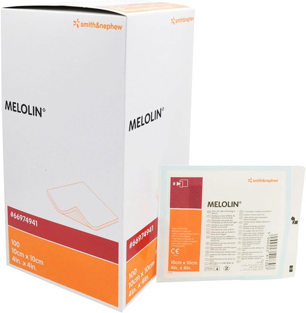 Melolin Low Adherent Absorbent Cushioned Dressing 10 cm x 10 cm - (Box of 100)