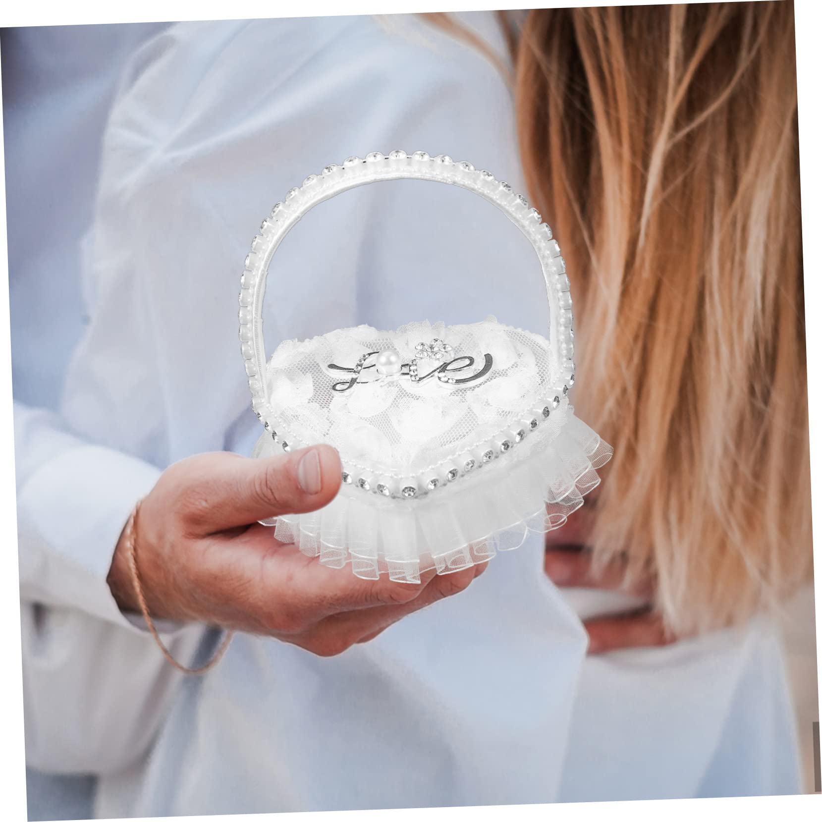 PRETYZOOM 5st Ringkissen Aus Spitze Hochzeitsträger Brautring Hochzeitsdekorationen Für Die Zeremonie Braut- Weiße Accessoires Dekorationen Für Hochzeitszeremonien Kofferzubehör Satin-