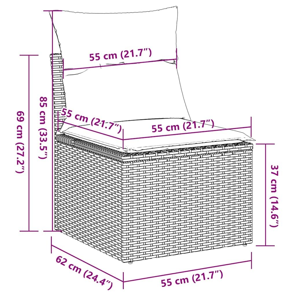 11-TLG Garten-Sofagarnitur mit Kissen Schwarz Poly Rattan wetterfestes Polyrattan Lounge Set für Terrasse Balkon mit Tisch Hocker Regal und Stauraum ideal für Outdoor Veranda und