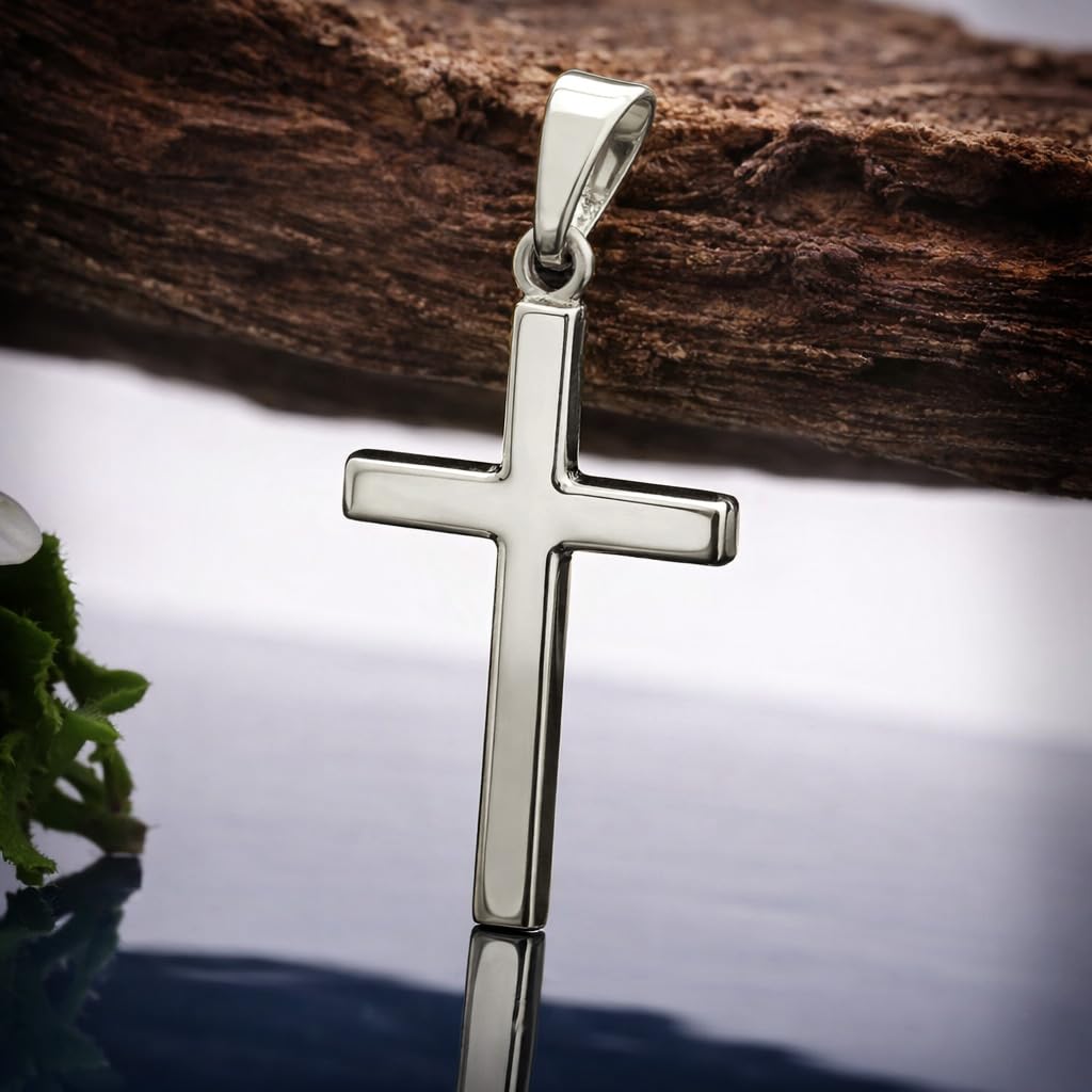 CLEVER SCHMUCK Kinder Kreuzkette Silberkreuz 18 mm schlicht Panzerkette 40 cm 925 Sterling Silber für Junge & Mädchen in Schmuckverpackung
