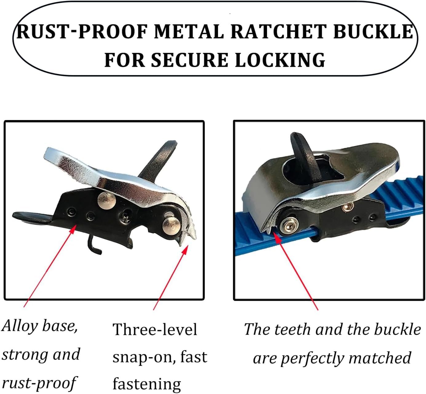 Ultimate Heavy-Duty Grip Lock Strap, Adjustable Metal Ratchet Buckle Tie Down Straps, with Metal Buckle & Nylon Webbing, Connectable Multipurpose Secure Anything Anywhere (1pcs)