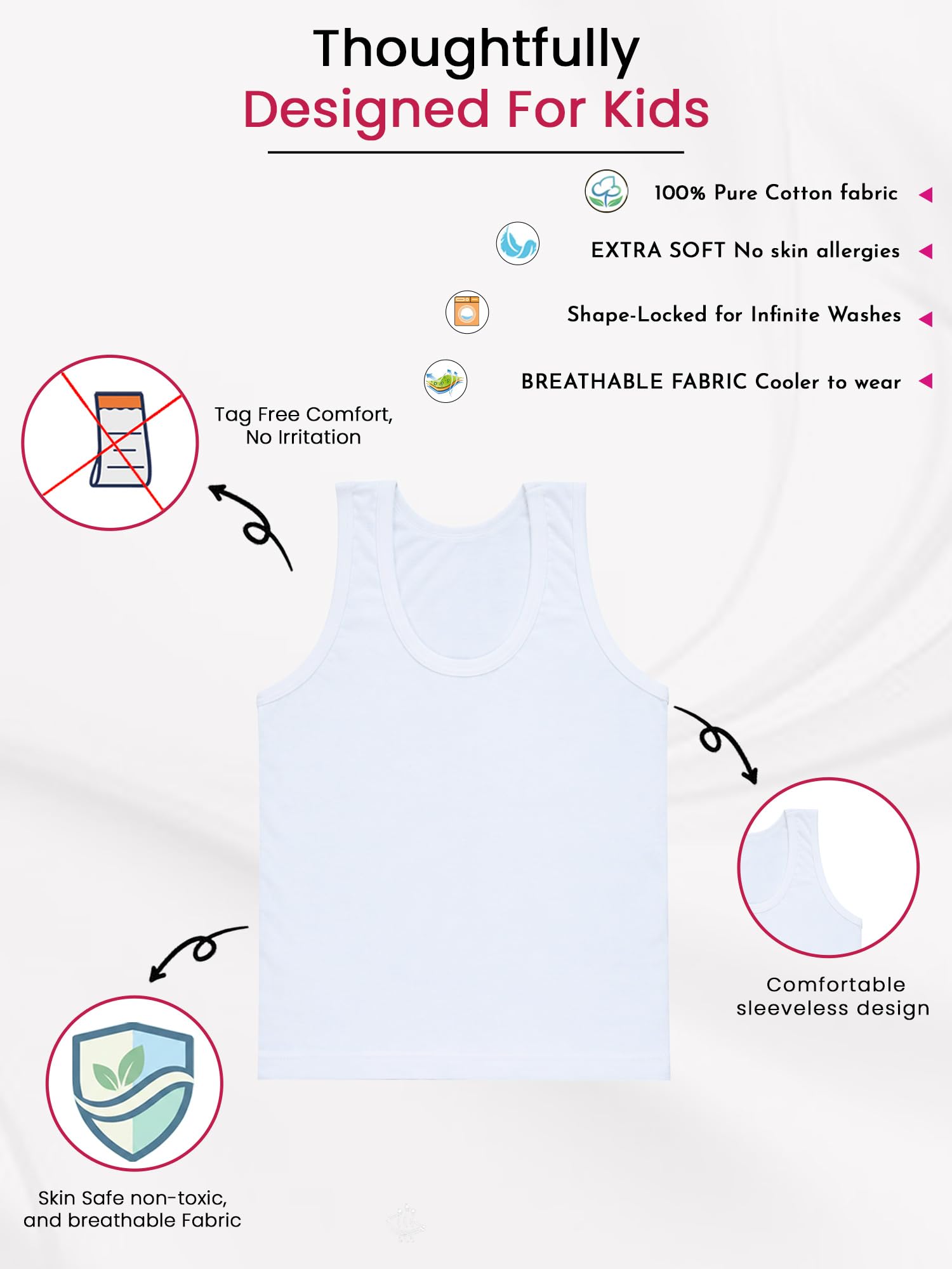 BODYCARE White Boys Vest Pack of 6 2